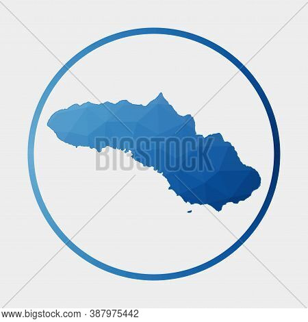 Sumba Icon. Polygonal Map Of The Island In Gradient Ring. Round Low Poly Sumba Sign. Vector Illustra