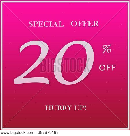 Pink Promotion Special Offer Discount Banner With 99% Off Hurry Up Text Design On Pink Background.