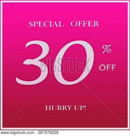 Pink Promotion Special Offer Discount Banner With 99% Off Hurry Up Text Design On Pink Background.