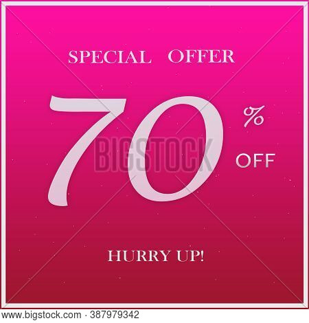 Pink Promotion Special Offer Discount Banner With 99% Off Hurry Up Text Design On Pink Background.