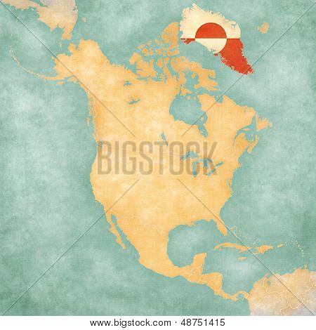 Mapa Severní Ameriky - Grónsko (vintage Series)