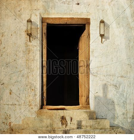 Doorway To Run Down Old Home With Chipped Paint