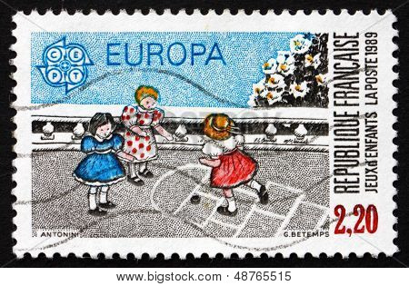 Postage Stamp France 1989 Hopscotch, Children's Game
