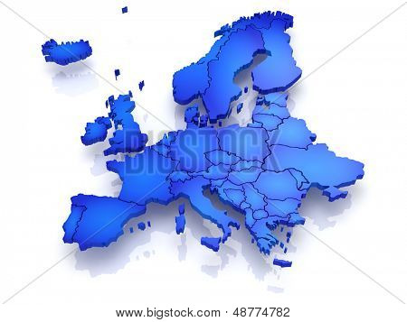 dreidimensionale Landkarte Europas. 3D