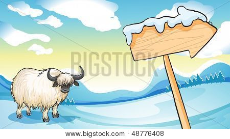 Abbildung von einem Bison in der Nähe von den hölzernen arrowboard