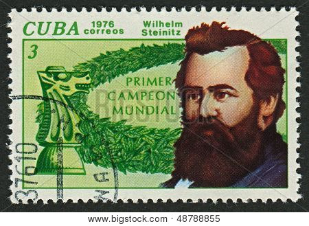 쿠바-1976 년경: 쿠바에 인쇄 된 우표 (윌리엄) Wilhelm Steinitz의 이미지는 호주 했다 보여줍니다