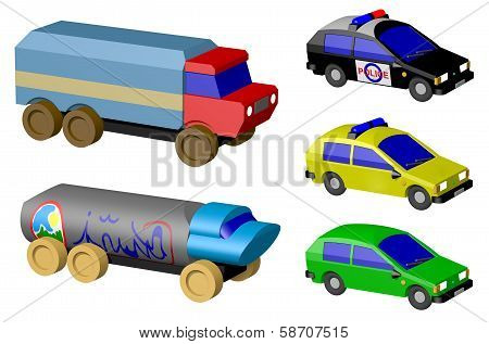Toy cars isolated on white background