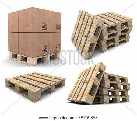 Set Of Wood Pallets.