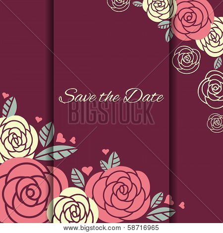 Elegant Wedding Card With Roses