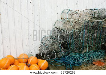 Lobster Pots Against A Wall