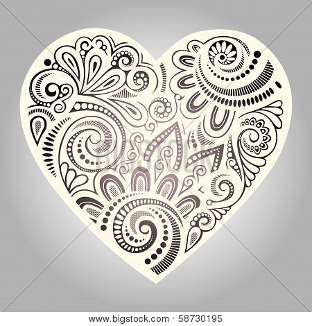 Vintage Card with Heart.