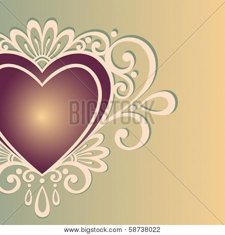 Vintage Card with Heart.