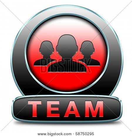 Team button or work or business our team banner about us sign icon or button