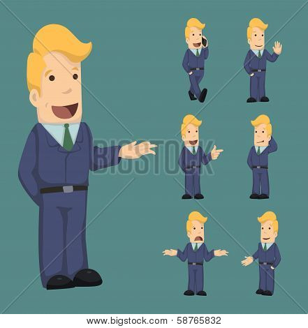 Set Of Businessman Characters Poses