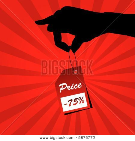 Preis-Label und Frau hand