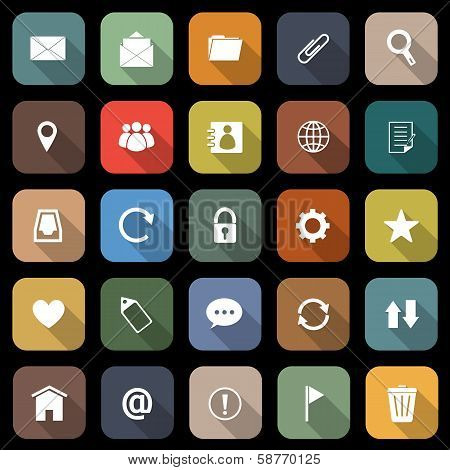 Mail Flat Icons With Long Shadow