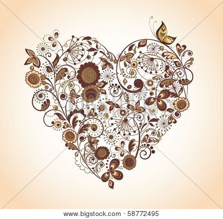 Vintage floral heart