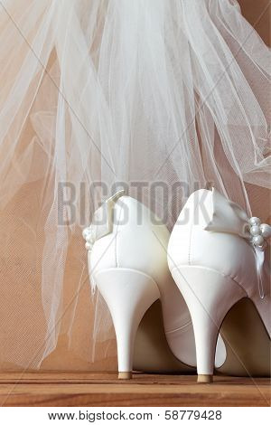 Wedding  Shoes And Veil