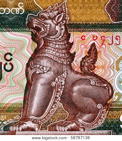 MYANMAR - CIRCA 1994: Chinze on 50 Kyats 1994 Banknote from Myanmar