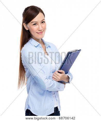 Asian Woman with clipboard