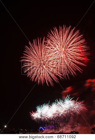 Firework In Red And White Colors
