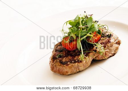 grilled steak with herbs