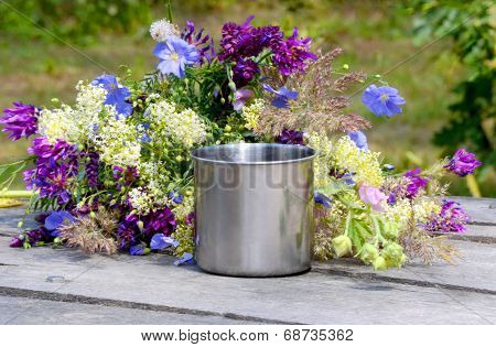 Metal Mug With Flowers