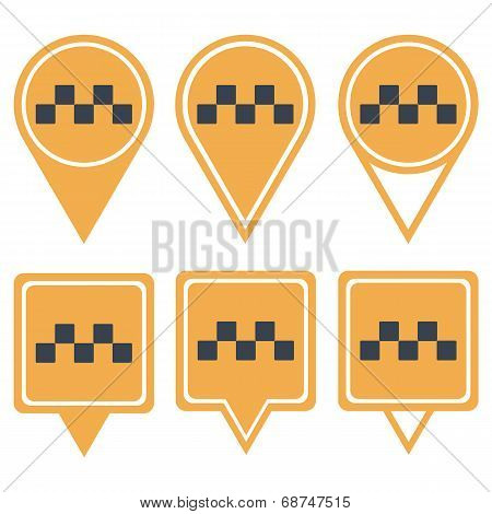 Navigation yellow pins for taxi