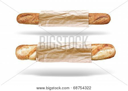 two fresh bread baguettes