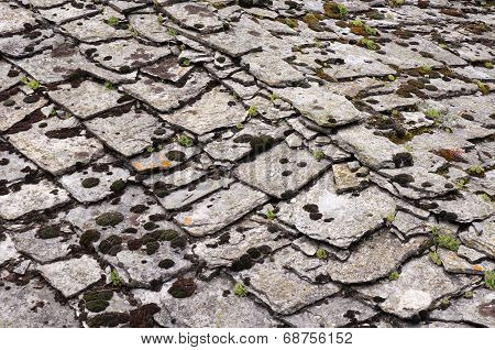 Traditional Roof Covered With Cap Stone