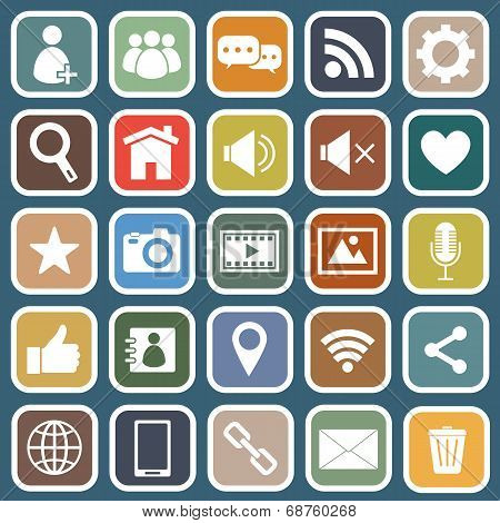 Chat Flat Icons On Blue Background