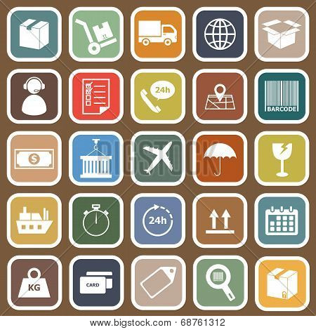 Logistics Falt Icons On Brown Background