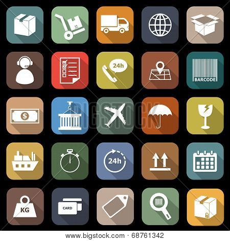 Logistics Falt Icons With Long Shadow
