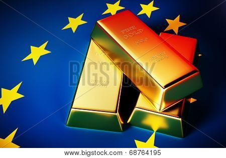 Golden bricks with EU background