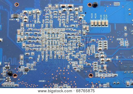 Close Up Of Blue Printed Circuit Board