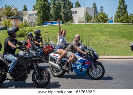 JULY 20: motorcycle parade in the streets at the XXXIII - International Motorcycle Meeting in Faro, Portugal, July 20, 2014 