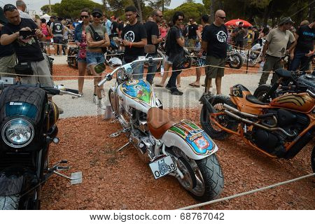 FARO - JULY 19: motorcycle exhibition at the XXXIII - International Motorcycle Meeting in Faro, Portugal, July 19, 2014 