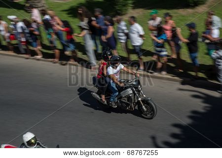 JULY 20: motorcycle parade in the streets at the XXXIII - International Motorcycle Meeting in Faro, Portugal, July 20, 2014 