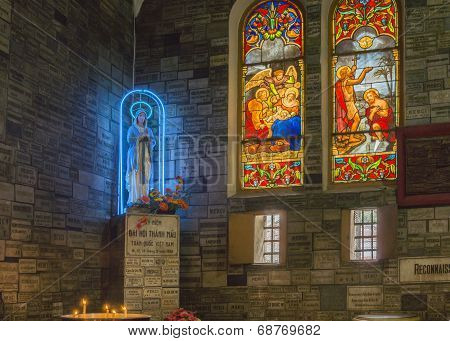 Adoration Of Virgin Mary At Notre Dame Cathedral In Saigon.