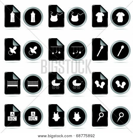 Baby Set Icon In Black Vector Illustration