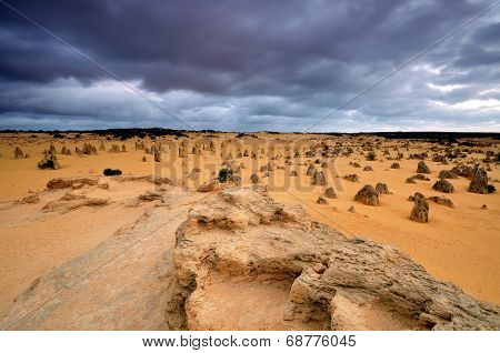 Pinnacles Desert on a stomy day