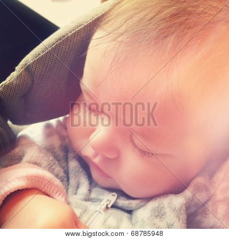  Sweet baby sleeping in baby carrier - With Instagram effect