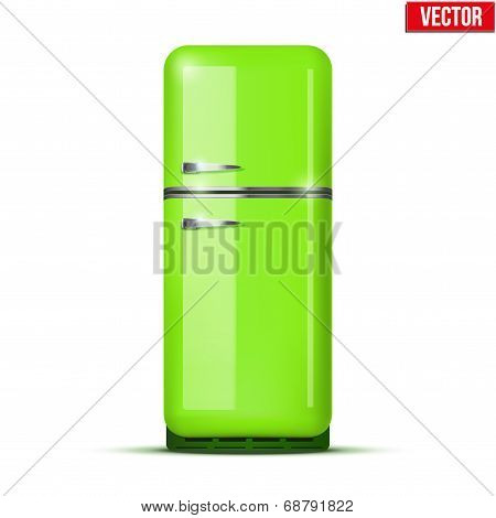 Classic Fridge Refrigerator. Vector Isolated On White Background