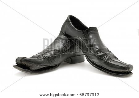 old shoe isolated on a white background                                    