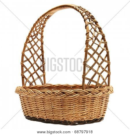 Wicker basket isolated on a white background                                    