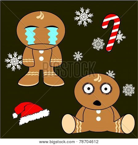crying gingerman cartoon xmas set