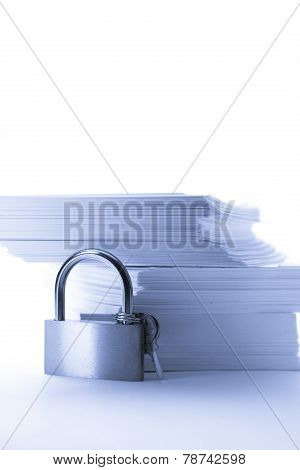 Stack Of Paper Cards And Keylock
