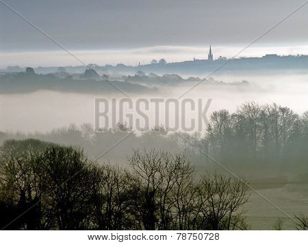 Dawn Mist Over The Village