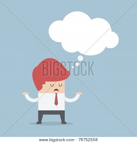 Bored Businessman With Blank Speech Bubble