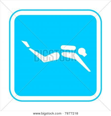 Blauw bord op een witte achtergrond